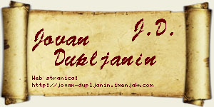 Jovan Dupljanin vizit kartica